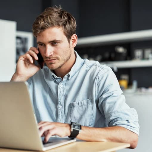 Man working on laptop